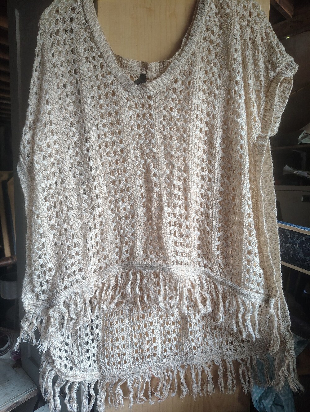 Absolutely Crochet Fringe Tunic Top — Cream